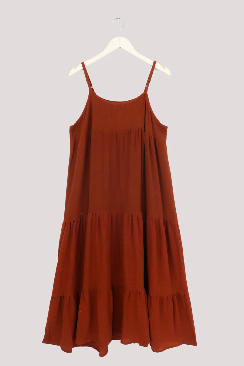 Clover Midi Dress in Rust Red - Image 4