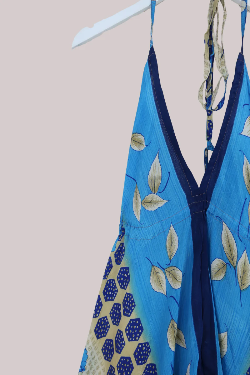 Medusa Harem Jumpsuit in Santorini Blue Florals - Free Size L/XL - Image 2