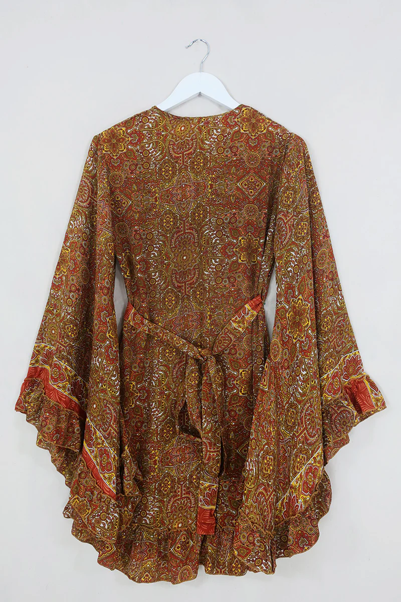 Venus Mini Wrap Dress in Lennon Gold Mandala - Image 5